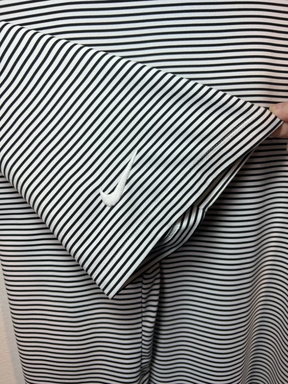 Nike Dri-Fit Golf Polo Shirt Black White Striped Performance Breathable Size XXL